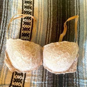 VS Balconette Bra in Nude with adjustable straps.